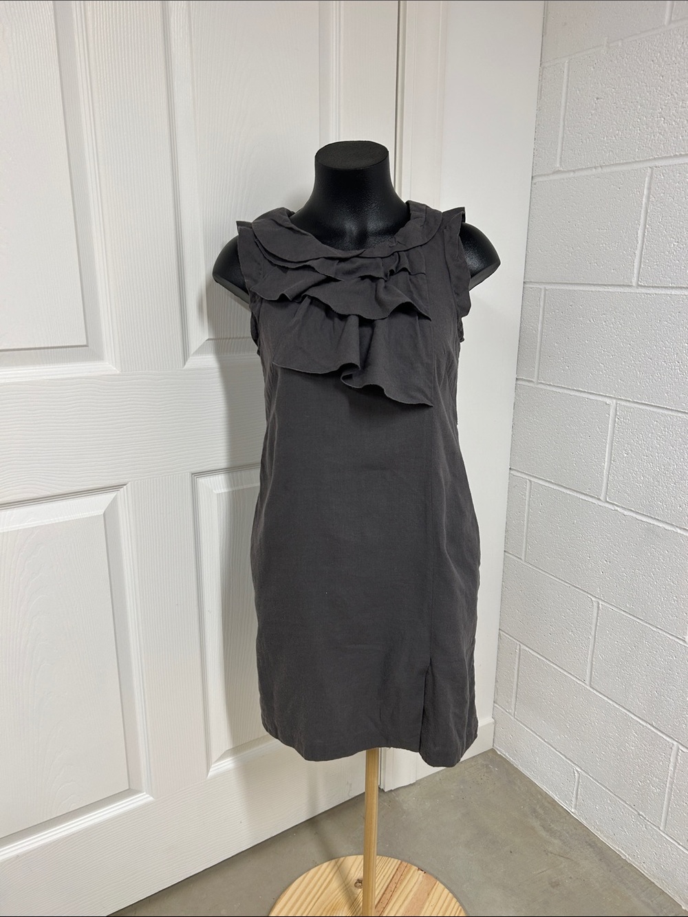 GAP Sleeveless Ruffle Front Mini Dress - Charcoal